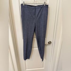 Zara Blue and White Ankle Pants with Stretch Waist Size L